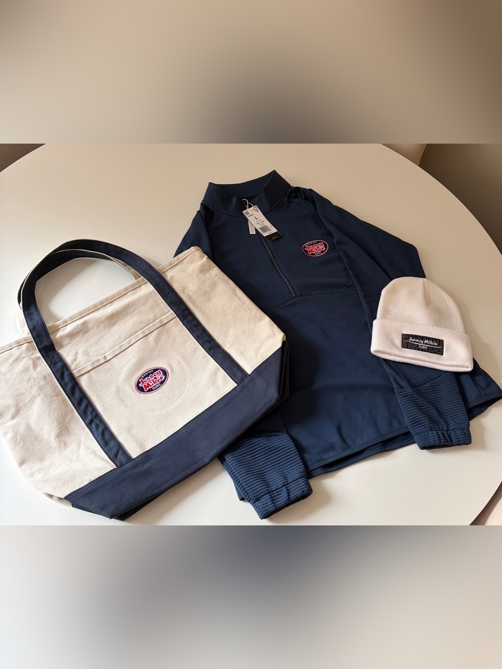 Jersey Mike’s Fan Set - Branded Canvas Tote, Half Zip Golf Sweatshirt, Hat